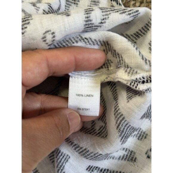 J.JILL Love Linen Button Front Tunic Shirt Ikat Tribal Geometric Print SMALL - Picture 2 of 6